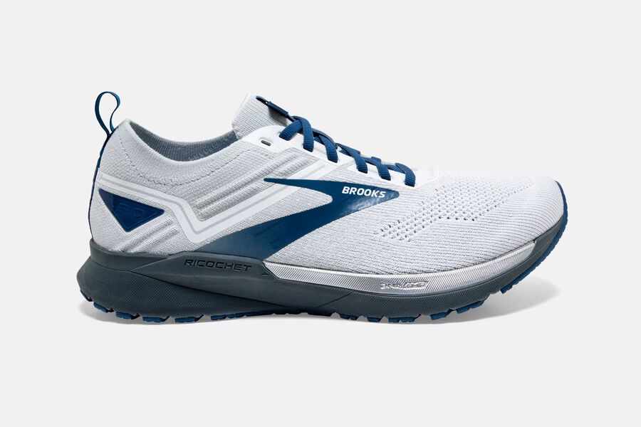 Brooks Israel Ricochet 3 Road Running Shoes Mens - White/Blue - JMW-106439